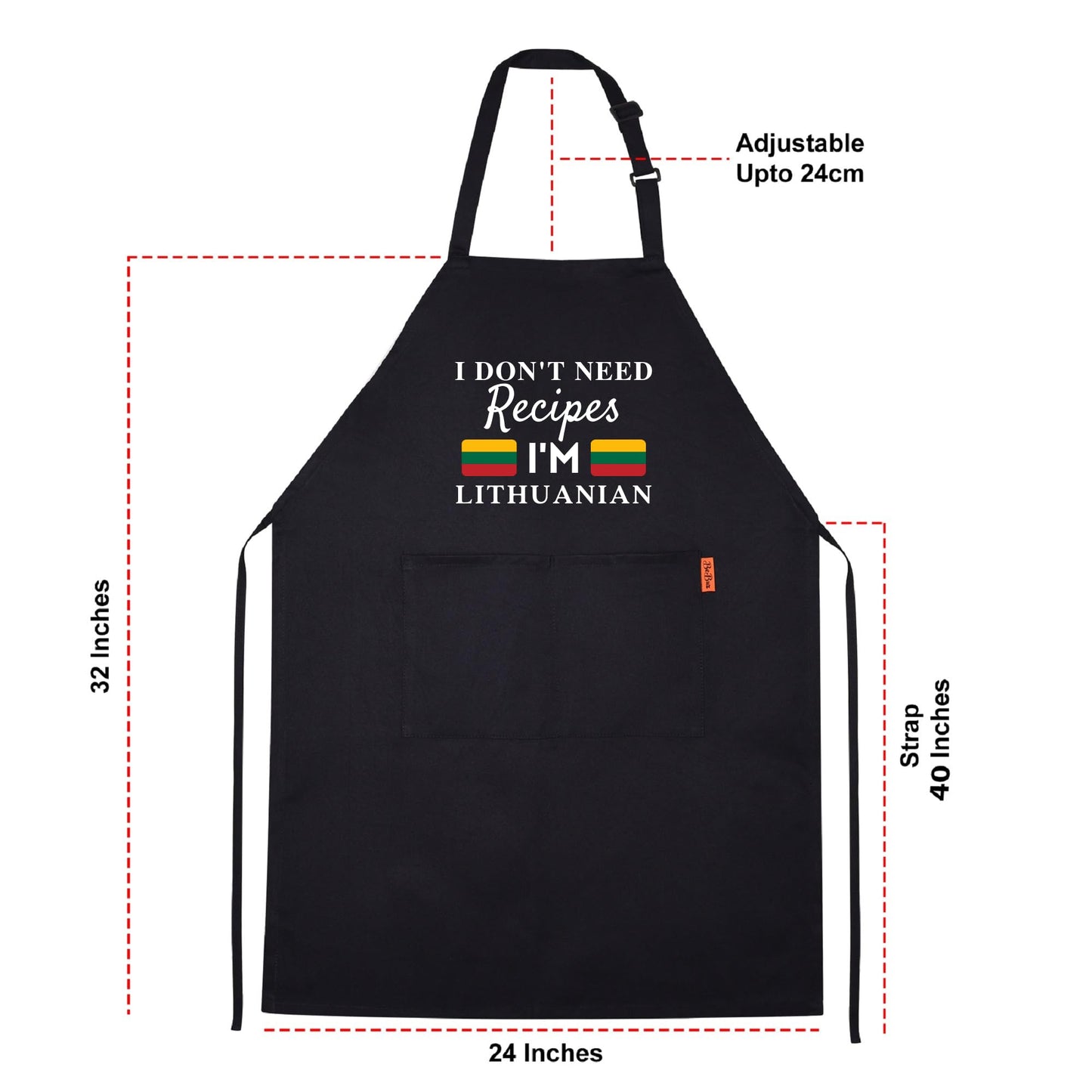I Don't Need Recipes, I'm Lithuanian Adjustable Long Apron with two Pockets Chefs Home Cooks Baking Cooking Kitchen Grilling and BBQ Apron gift for him her
