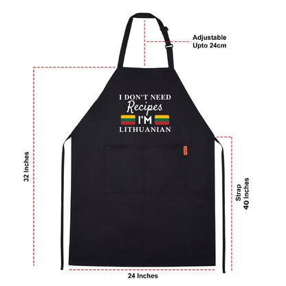 I Don't Need Recipes, I'm Lithuanian Adjustable Long Apron with two Pockets Chefs Home Cooks Baking Cooking Kitchen Grilling and BBQ Apron gift for him her