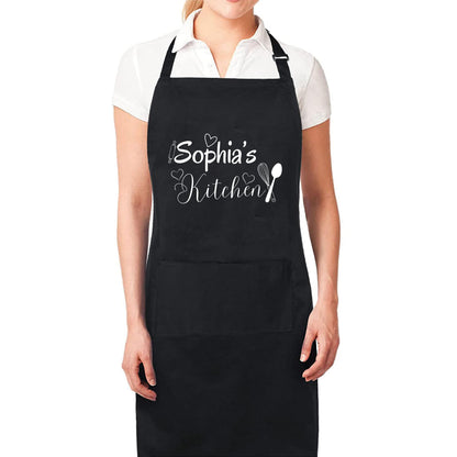 Personalized Name Kitchen Apron - Custom Chef Apron with Adjustable Straps and Two Pockets gift for him her Apron for Cooking, Baking and BBQ