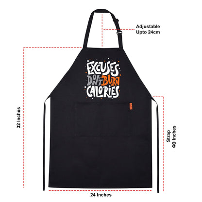 Excuses Don't Burn Calories Funny Aprons for men Printed Apron Gift for Her Chef Apron Kitchen Apron BBQ Apron Gift Baking Apron Father Day Gift