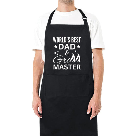 World Best Dad Grill Master Funny Aprons for Mens Dad Aprons Gift for Him Chef Apron Kitchen Apron BBQ Apron Grill Apron Father Day Gift Black Apron - Top Tee