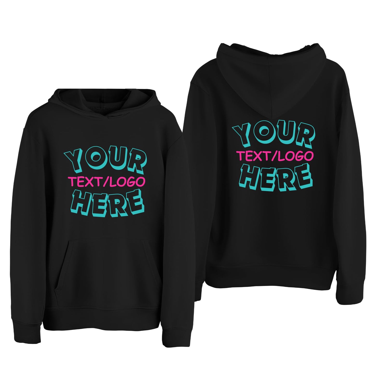 Personalised Hoodies for Women Men Unisex Any Name Text Logo Picture Custom hoody Bride Bridal Party Gift Comapny logo Jumper Black