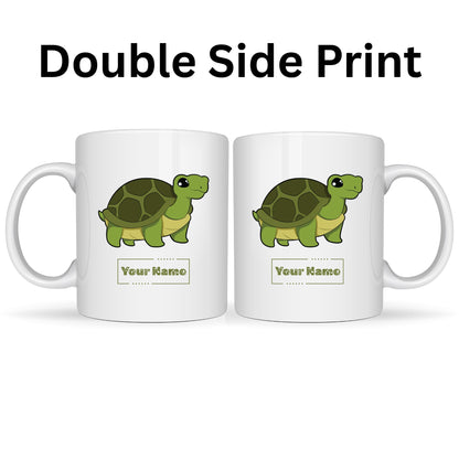 Personalized Sea Turtle Coffee Mug, Custom Name Ceramic Tea Cup, Turtle Lover Gift for Kids and Adults, Ocean Animal Mug