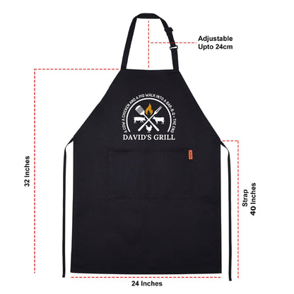 Custom Grill Apron - BBQ Aprons for Men, Gift for Him, Dad Apron for Grilling Personalized with Fun Designs (Hen, Cow, Pig) Birthday gift Apron with Adjustable Straps and Two Pockets