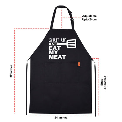 Shut Up And Eat My Meat Funny Aprons for men Printed Apron Gift for Her Chef Apron Kitchen Apron BBQ Apron Gift Baking Apron Father Day Gift