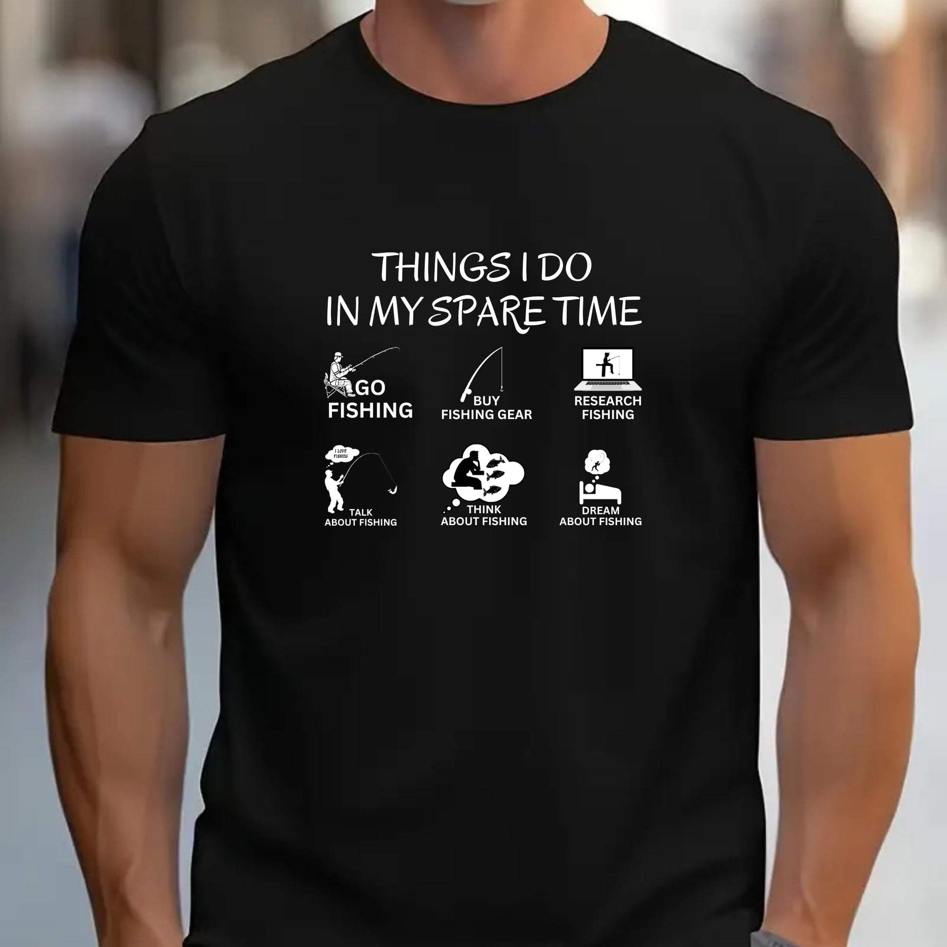 Things I Do in My Spare Time Go Fishing T-Shirt - Funny Fishing Lover Gift Idea for Men & Women - Soft Cotton Tee for Anglers & Hobbyists - Top Tee
