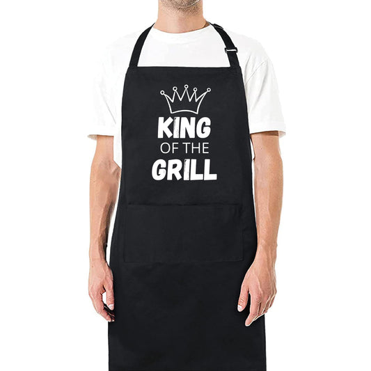 Be Buz KING OF THE GRILL Funny Aprons for Women Printed Apron Gift for Her Chef Apron Kitchen Apron BBQ Apron Gift Baking Apron Father Day Gift - Top Tee