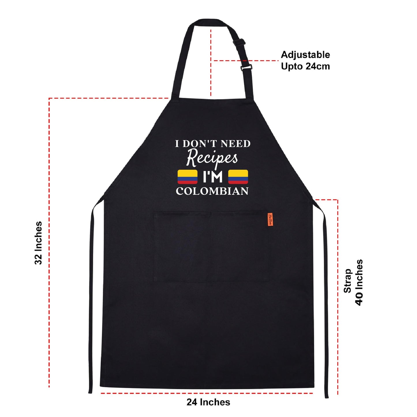 I Don't Need Recipes, I'm Colombian Adjustable Long Apron with two Pockets Chefs Home Cooks Baking Cooking Kitchen Grilling and BBQ Apron gift for him her