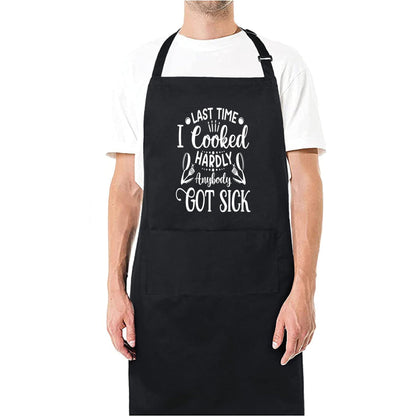 Last Time I Cooked Hardly Anybody Got Sick BBQ Cooking Funny Novelty Apron Birthday Father’s Day Christmas Valentine’s Day Gifts for Dad, Husband