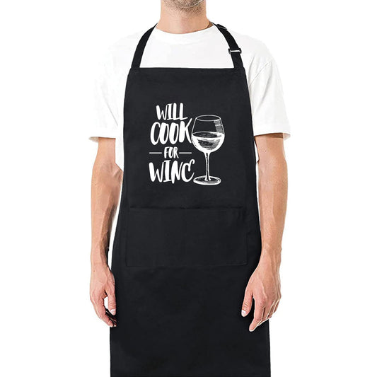 Will Cook for Wine Funny Aprons for Men Women Printed Apron Gift for Her Chef Apron Kitchen Apron BBQ Apron Gift Baking Apron Mother Day Gift Father Day - Top Tee