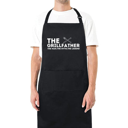 The Grillfather The Man, The Myth, The Legend Funny Aprons for men Printed Apron Gift for Her Chef Apron Kitchen Apron BBQ Apron Gift Baking Apron Father Day Gift