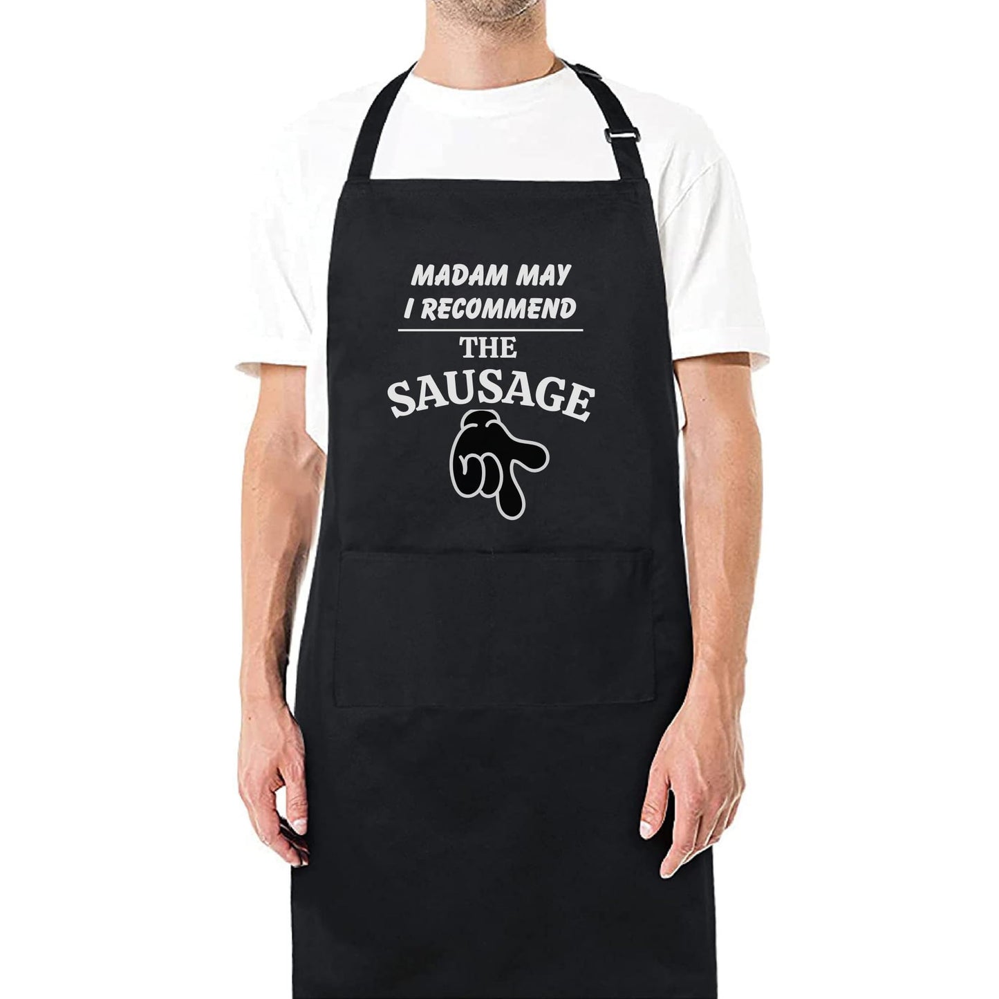 Recommend The Sausage Slogan Funny Apron Dad Aprons Gift for Him Aprons for Mens Chef Apron Kitchen Apron BBQ Apron Grill Apron Father Day Gift Black Apron