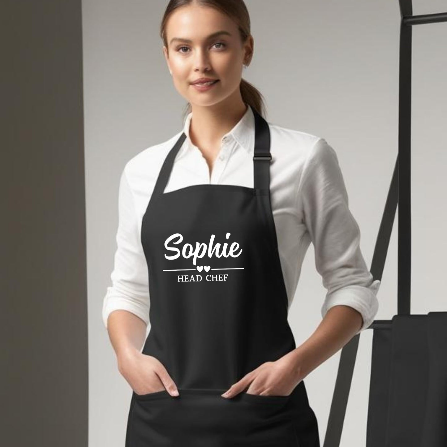 Personalized Head Chef Apron - Custom Kitchen Apron Gift for Him Her Aprons for Mens Dad Apron Chef Apron Kitchen Apron BBQ Apron Father Day Gift Black Apron