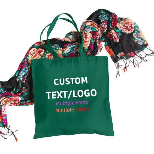Be Buz Custom Your Text/Image Logo Multicolor Cotton Tote Bags Reusable Shopping Bag – Personalized Gift Tote