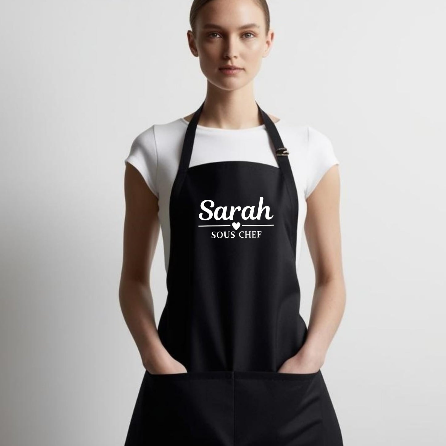 Sous Chef Apron Personalised Chef Aprons Grill Apron Gift for Him Her Aprons for Mens and Womens Dad Apron Kitchen Apron BBQ Apron Father Day Gift Black Apron