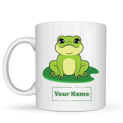 Personalized Frog Mug – Custom Name Ceramic Coffee Cup – Cute Animal Gift for Kids, Nature Lovers and Teachers – 11oz