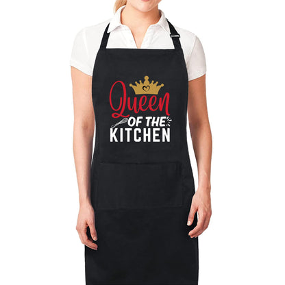 Queen of the Kitchen Funny Apron for Womens Mom Aprons Gift for Him Her Chef Apron Kitchen Apron BBQ Apron Grill Apron Mother Day Gift Black Apron