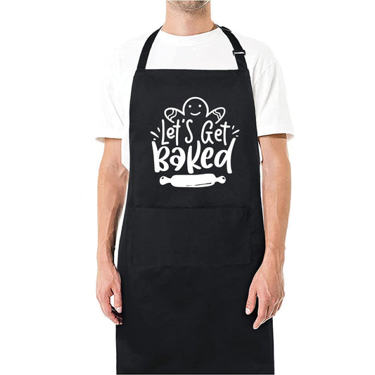 Let's Get Baked Funny Aprons for men Printed Apron Gift for Her Chef Apron Kitchen Apron BBQ Apron Gift Baking Apron Father Day Gift