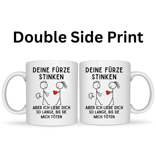 Be Buz Funny German Language Mug Funny Stick Figure Die Furz Stinken Quote Ceramic Tea Cup Anniversary, Valentine’s Day