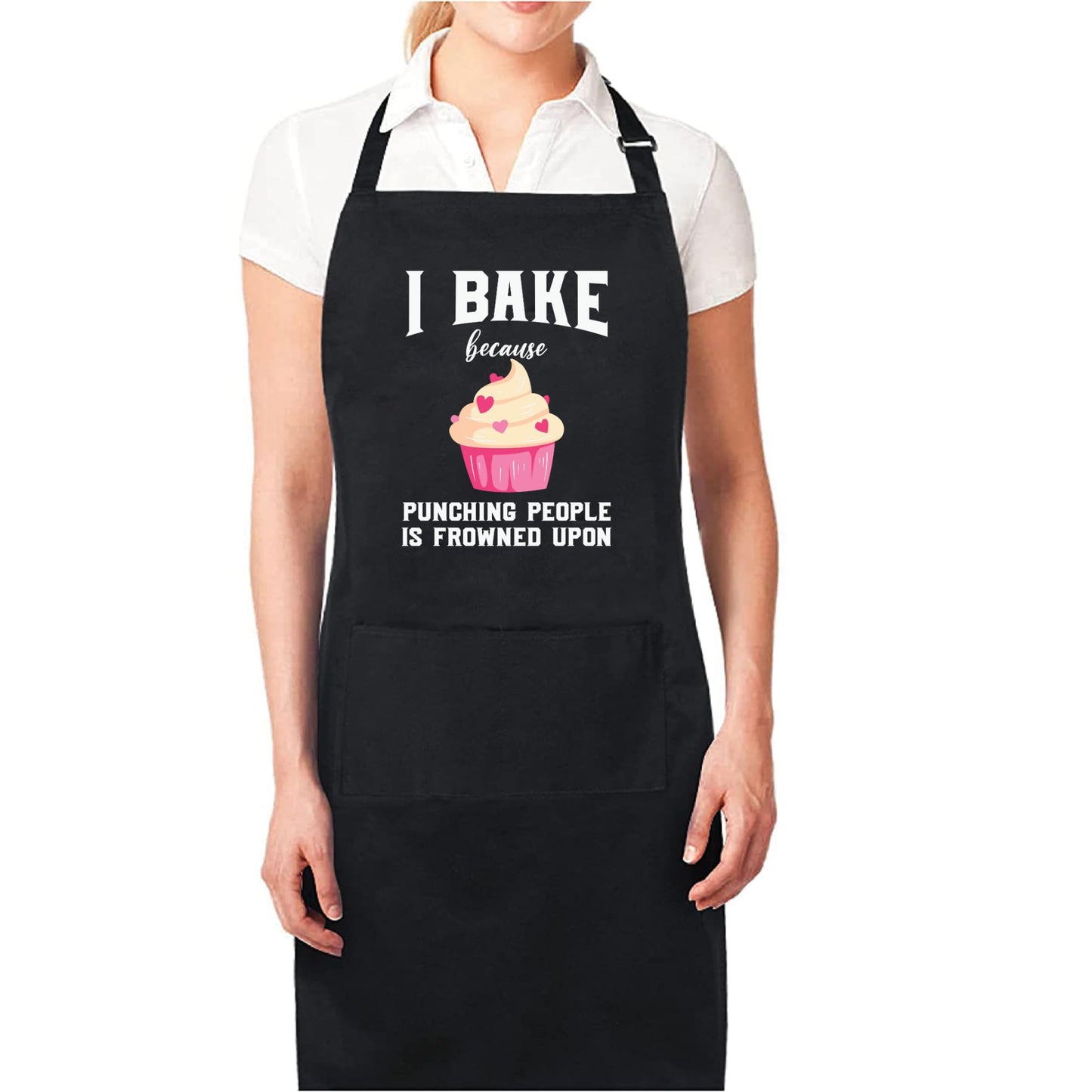 I Bake Because Punching People Frowned Upon Funny Aprons for Men Women Gift for her Chef Apron Kitchen Apron BBQ