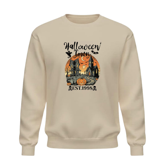 Be Buz Halloween Town Est. 1998 Vintage 90s Style Graphic Sweatshirt – Halloween University Crewneck Pullover – Spooky Season Unisex Sweatshirt - Top Tee