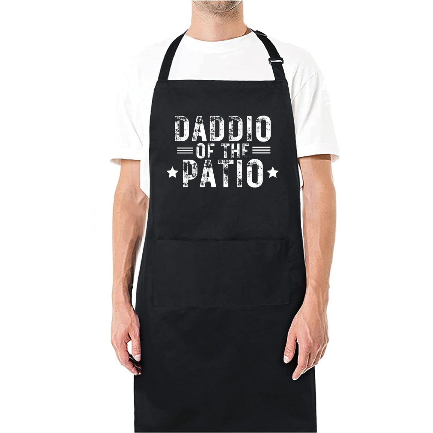 Daddio of The Patio Funny Aprons for men Printed Apron Gift for Her Chef Apron Kitchen Apron BBQ Apron Gift Baking Apron Father Day Gift