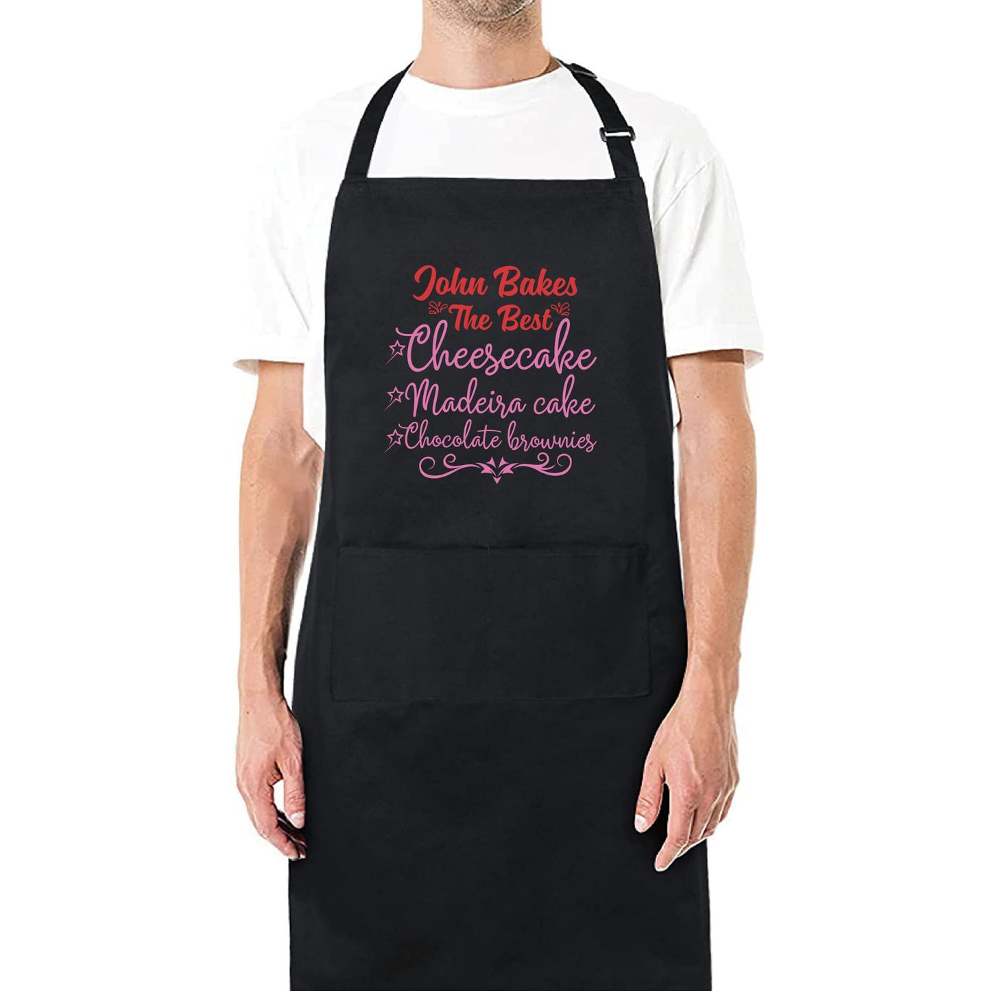 Custom Baking Apron with Adjustable Straps and Two Pockets Personalised Aprons Gift for Him Her Aprons for Women Kitchen Apron Baking Apron Mother Day Gift Black Apron