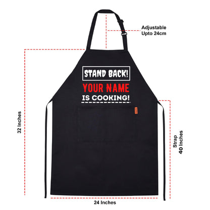 Stand Back Personlise Your Name Printed Apron For Kitchen BBQ grill chef Aprons for Men Women Create Personalised Apron with Pockets Custom Apron gift for Him Her