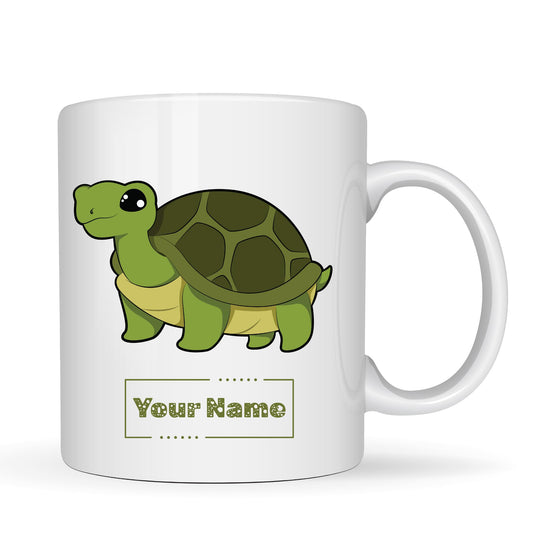 Personalized Sea Turtle Coffee Mug, Custom Name Ceramic Tea Cup, Turtle Lover Gift for Kids and Adults, Ocean Animal Mug
