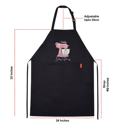Baking Is My Therapy Personalised Baking Apron with Pink Watercolor Flowers Custom Baking Apron with Adjustable Straps and Two Pockets Gift for Him Her Aprons for Women Mother Day Gift