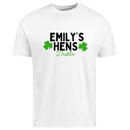 Be Buz Ladies Custom Name Irish Hens T-Shirt – Personalized Women’s Dublin Hen Party Tee – Girls Trip Birthday Christmas Weekend Gift - Top Tee
