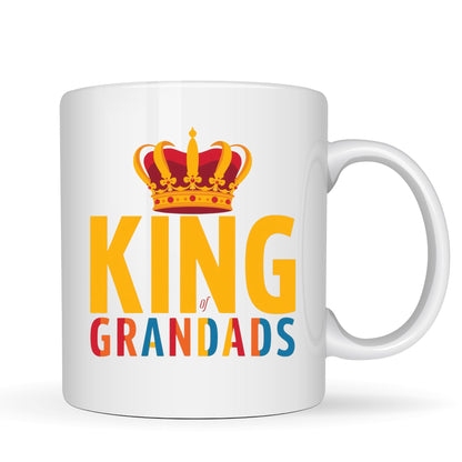 Be Buz King of Grandads Coffee Mug – Royal Crown Design – 11oz White Ceramic Mug for Grandpa