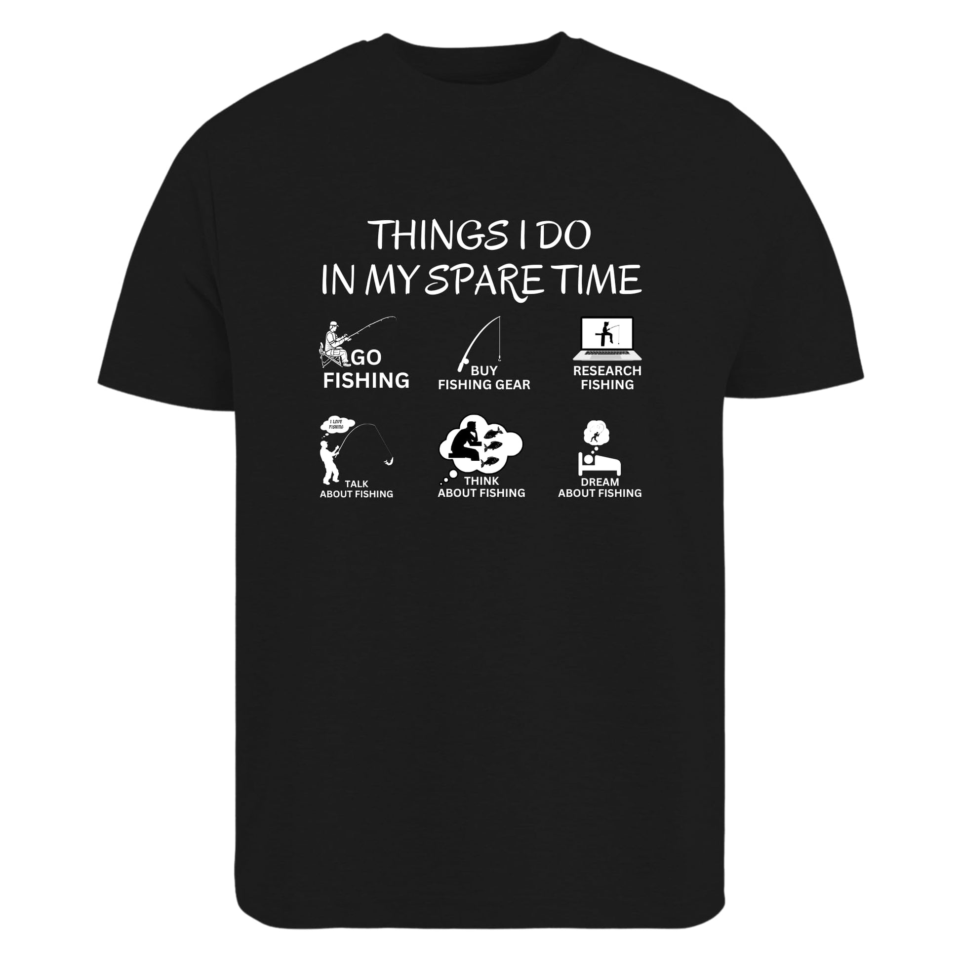 Things I Do in My Spare Time Go Fishing T-Shirt - Funny Fishing Lover Gift Idea for Men & Women - Soft Cotton Tee for Anglers & Hobbyists - Top Tee