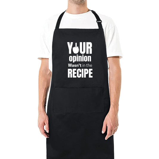 Be Buz YOUR OPINION WASN'T IN THE RECIPE Funny Aprons for Women Printed Apron Gift for Her Chef Apron Kitchen Apron BBQ Apron Gift Baking Apron Father Day Gift - Top Tee
