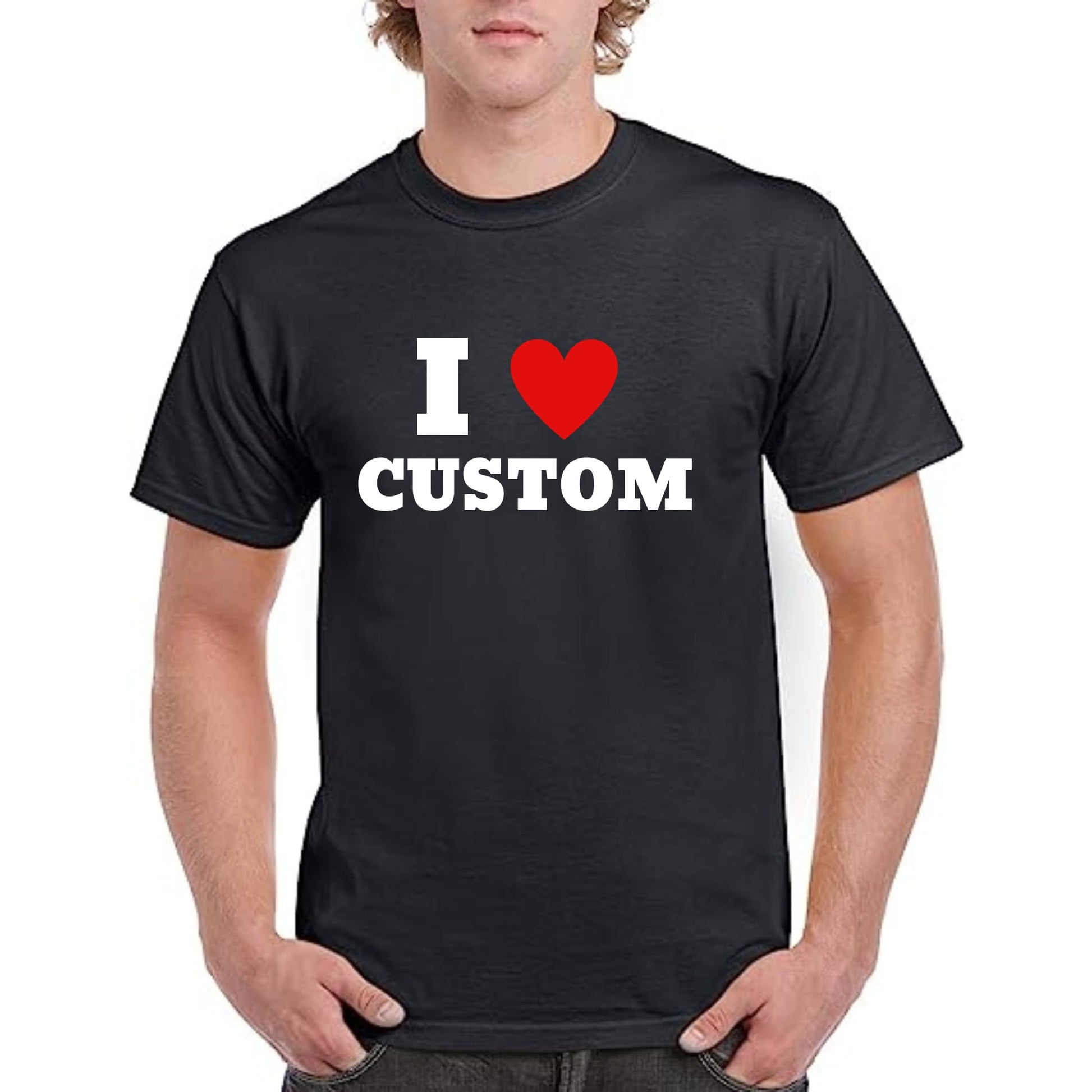 I Heart Personalised Cotton T-Shirt, White and Black, S-XXL - Top Tee