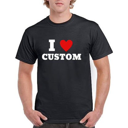 I Heart Personalised Cotton T-Shirt, White and Black, S-XXL - Top Tee