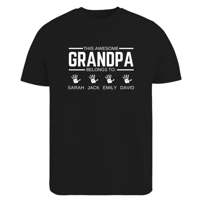 Be Buz Personalized Grandpa T-Shirt with Custom Grandkids Names This Awesome Grandpa Belongs to t Shirt for Grandpa - Top Tee