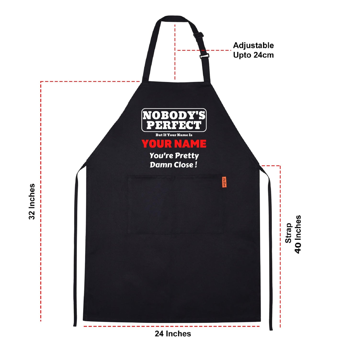 Nobody's Perfect Customised Printed Apron For Kitchen BBQ grill chef Aprons for Men Women Create Personalised Apron with Pockets Custom Apron gift for Him Her