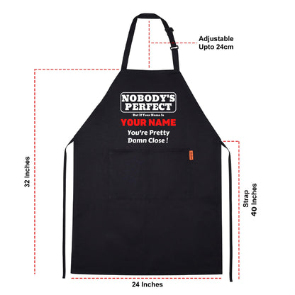 Nobody's Perfect Customised Printed Apron For Kitchen BBQ grill chef Aprons for Men Women Create Personalised Apron with Pockets Custom Apron gift for Him Her