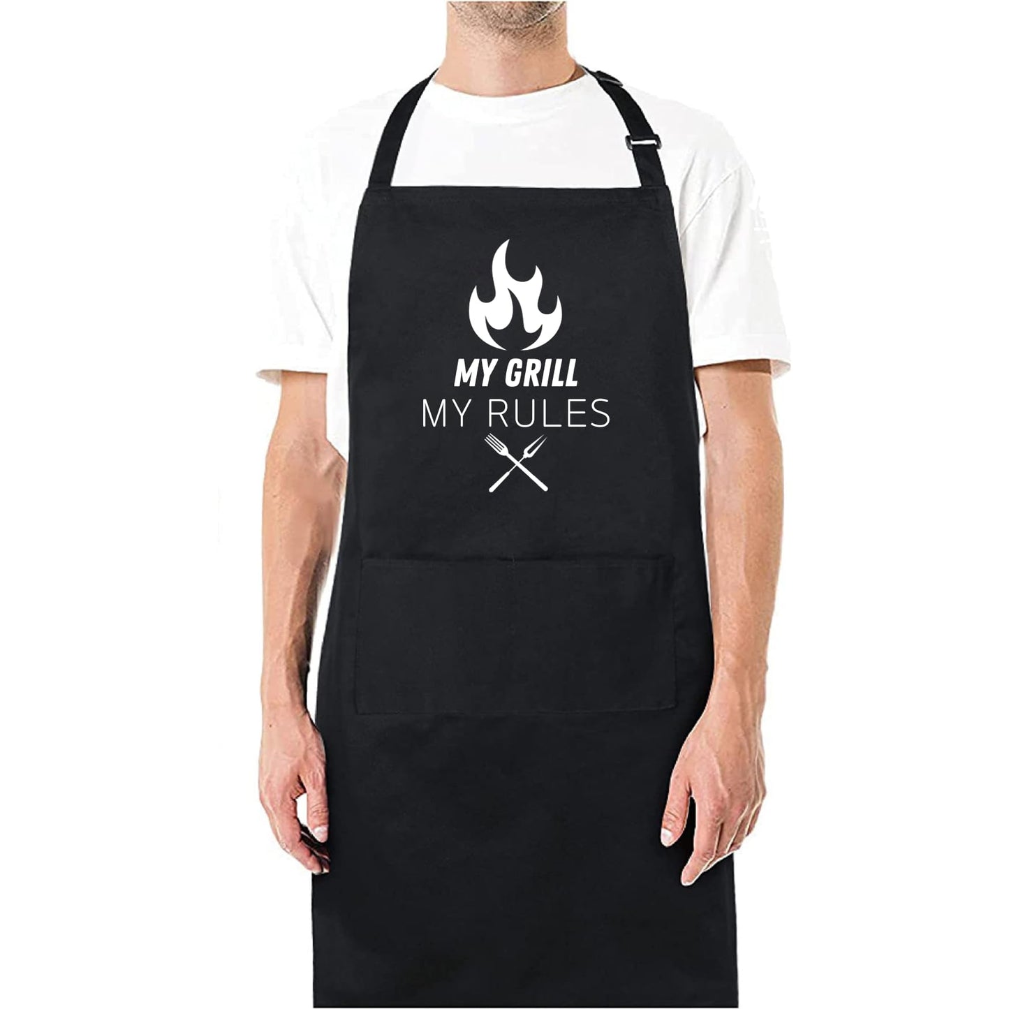 My Grill My Rules Funny Aprons for men Printed Apron Gift for Her Chef Apron Kitchen Apron BBQ Apron Gift Baking Apron Father Day Gift