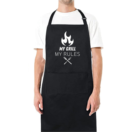 My Grill My Rules Funny Aprons for men Printed Apron Gift for Her Chef Apron Kitchen Apron BBQ Apron Gift Baking Apron Father Day Gift - Top Tee