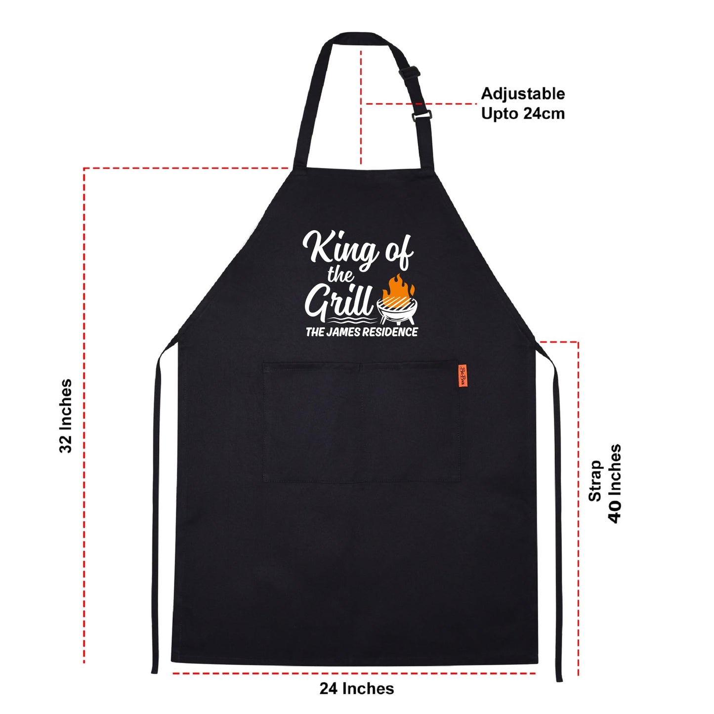 Custom Grill Apron - BBQ Aprons for Men, Gift for Him, Dad Apron for Grilling Birthday BBQ gift for men Apron with Adjustable Straps and Two Pockets Personalized BBQ Apron