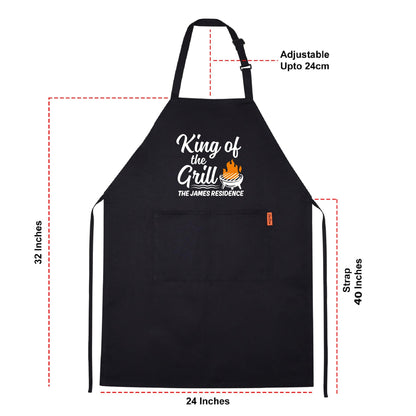 Custom Grill Apron - BBQ Aprons for Men, Gift for Him, Dad Apron for Grilling Birthday BBQ gift for men Apron with Adjustable Straps and Two Pockets Personalized BBQ Apron