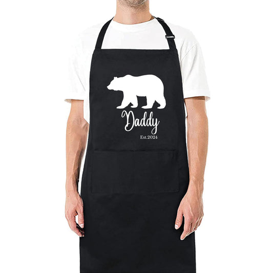 Daddy Bear Funny Aprons for Mens Dad Aprons Gift for Him Chef Apron Bear Dad Apron Kitchen Apron BBQ Apron Grill Apron Father Day Gift Black Apron - Top Tee