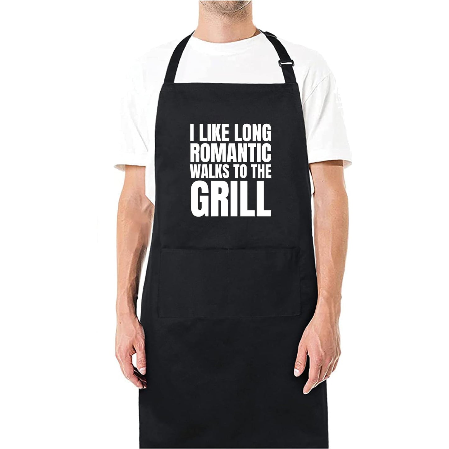 I Like Long Romantic Walks To The Grill Funny Aprons for men Printed Apron Gift for Her Chef Apron Kitchen Apron BBQ Apron Gift Baking Apron Father Day Gift