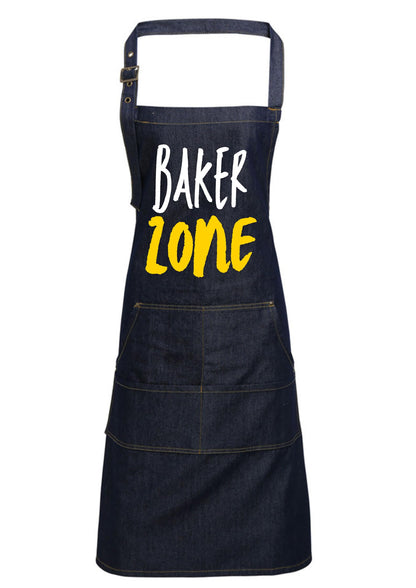 Personalized Denim Cooking Apron, Adjustable Neck Strap, 4 Pockets, add your photo or logo