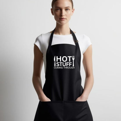 Hot Stuff Coming Through Apron Funny Kitchen Apron for Cooking Grilling Baking Adjustable and Durable with Pockets Gift for Chefs BBQ Lovers Home Cooks