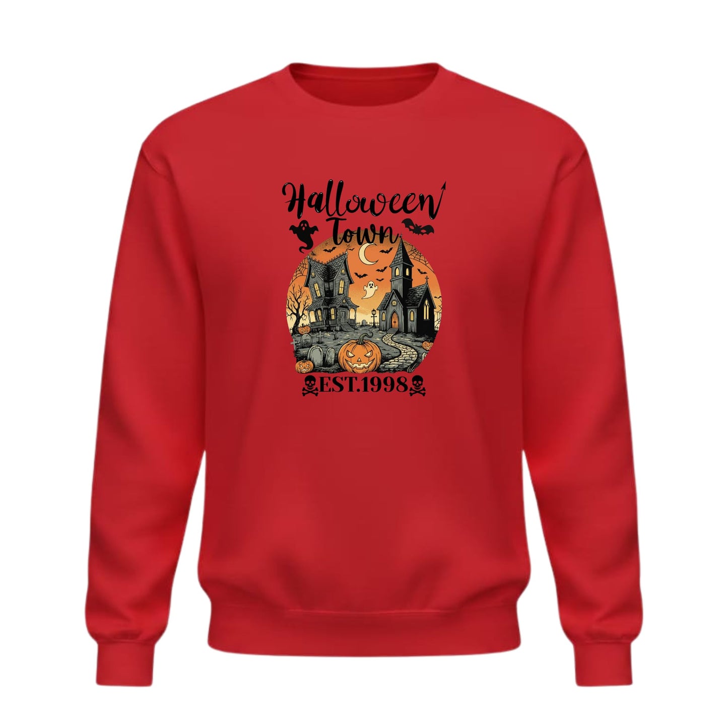 Be Buz Halloween Town Est. 1998 Vintage 90s Style Graphic Sweatshirt – Halloween University Crewneck Pullover – Spooky Season Unisex Sweatshirt - Top Tee