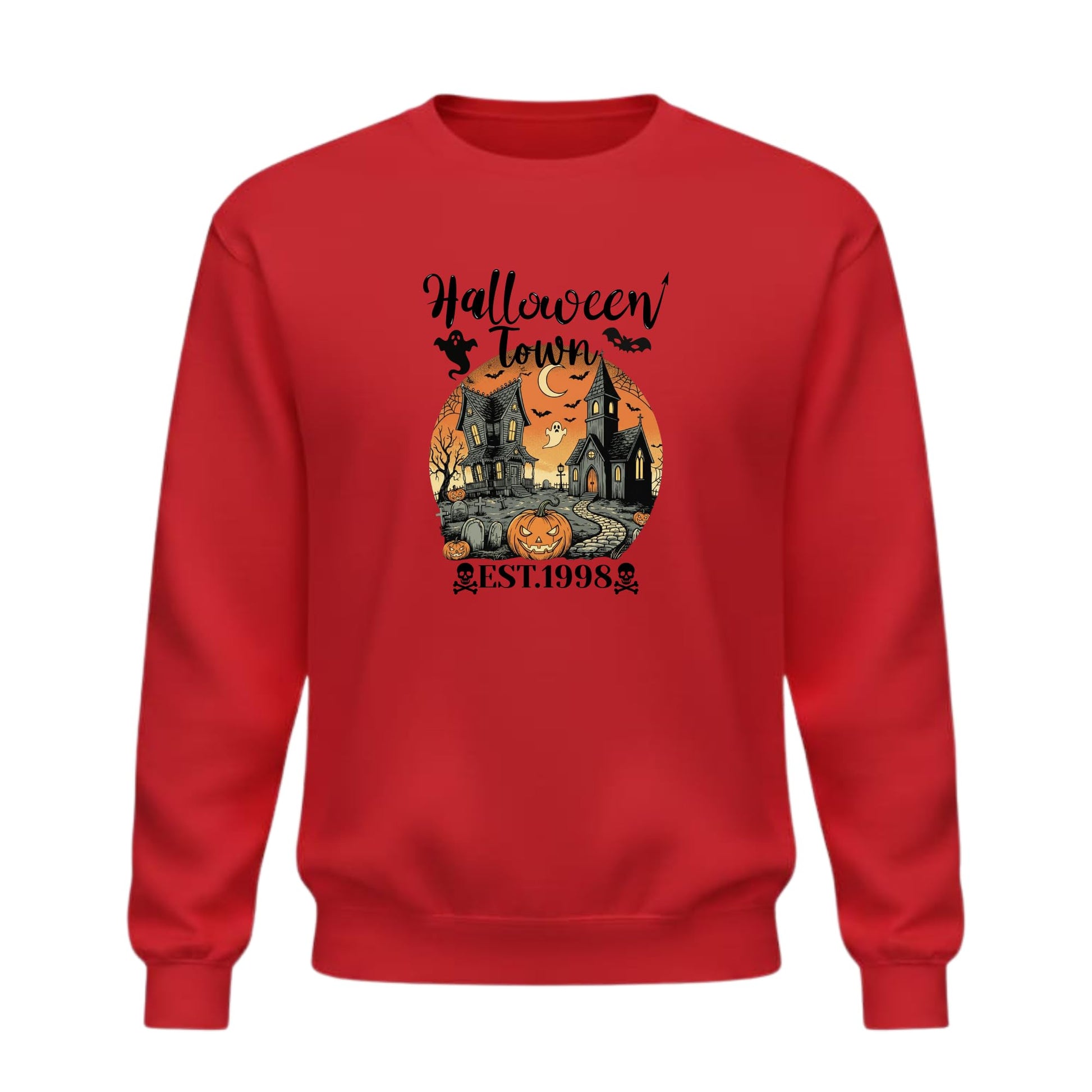 Be Buz Halloween Town Est. 1998 Vintage 90s Style Graphic Sweatshirt – Halloween University Crewneck Pullover – Spooky Season Unisex Sweatshirt - Top Tee