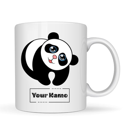 Personalized Panda Mug – Custom Name Ceramic Coffee Cup – Cute Panda Bear Lover Gift for Kids, Friends and Animal Lovers – 11oz